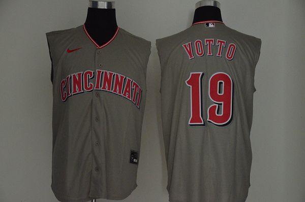 Men's Cincinnati Reds #19 Joey Votto Gray 2020 Cool and Refreshing Sleeveless Fan Stitched MLB Nike Jersey