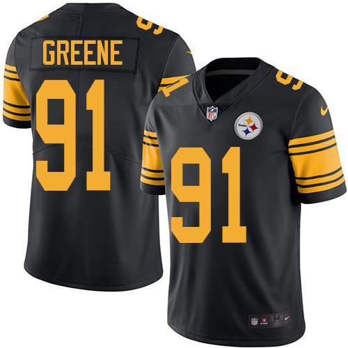 Nike Pittsburgh Steelers #91 Kevin Greene Black Men's Stitched NFL Limited New Color Rush Jersey