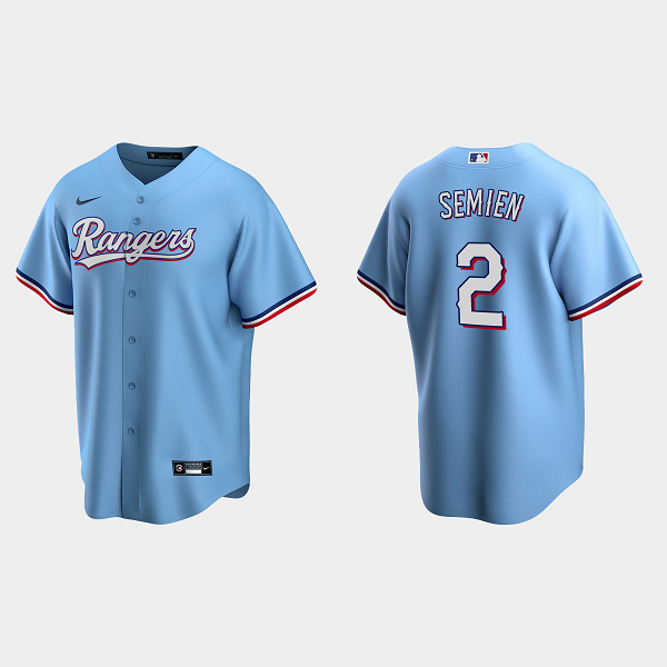 Men's Texas Rangers #2 Marcus Semien Light Blue Alternate MLB Jersey