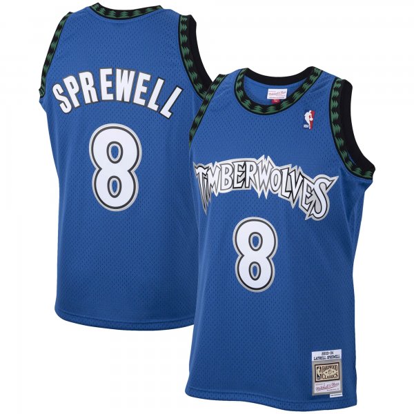 Men's Minnesota Timberwolves Latrell Sprewell Mitchell & Ness Blue 2001/02 Hardwood Classics Swingman Jersey