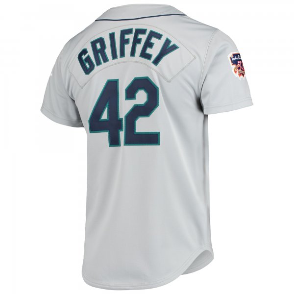 Men's Seattle Mariners Ken Griffey Jr. Mitchell & Ness Gray 20th Anniversary Cooperstown Collection Jersey