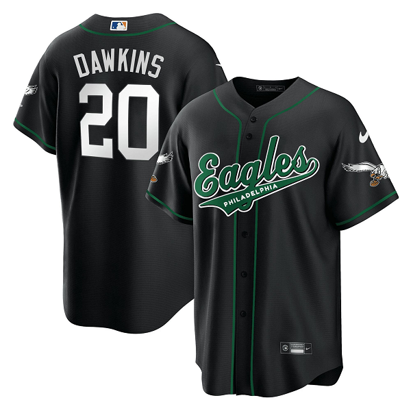 Men's Philadelphia Eagles #20 Brian Dawkins Black Baseball Stitched Jersey