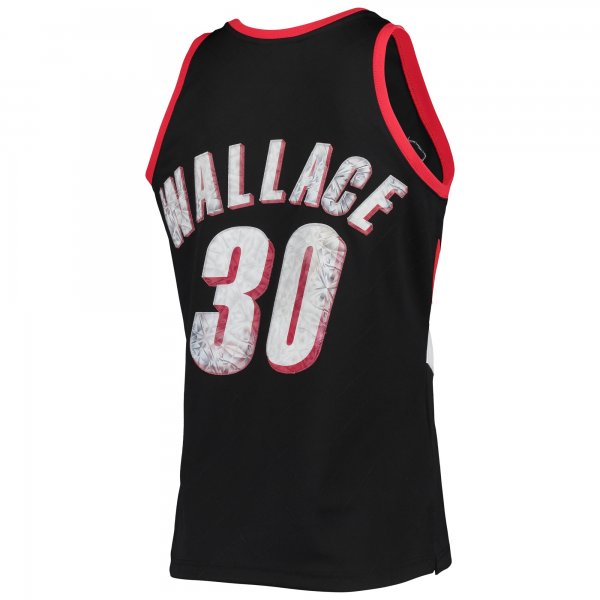 Men's Portland Trail Blazers Rasheed Wallace Mitchell & Ness Black 1999/00 Hardwood Classics NBA 75th Anniversary Diamond Swingman Jersey