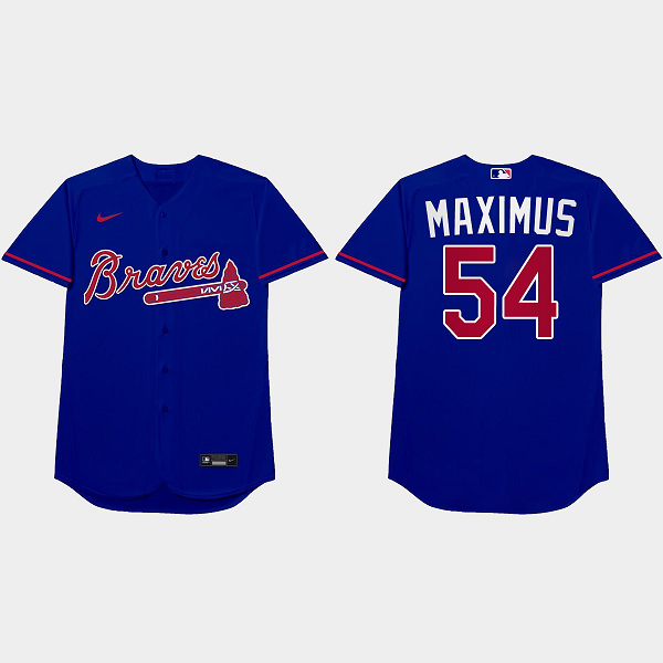 Max Fried Nickname Braves 2021 Players Weekend Maximus Royal Men's Jersey