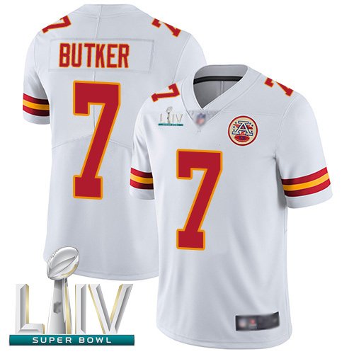 Kansas City Chiefs #7 Harrison Butker White Super Bowl LIV Bound Men's Stitched NFL Vapor Untouchable Limited Jersey