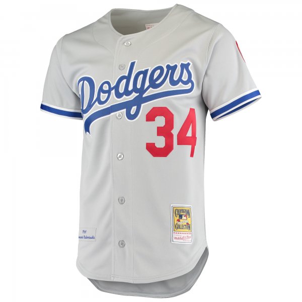 Men's Los Angeles Dodgers Fernando Valenzuela Mitchell & Ness Gray Road 1981 Cooperstown Collection Jersey