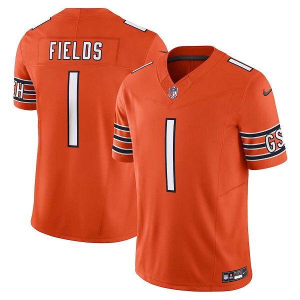 Men's Chicago Bears #1 Justin Fields Nike Orange Vapor F.U.S.E. Limited Jersey