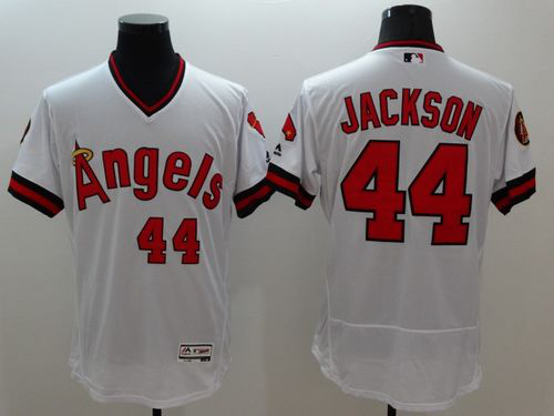 Los Angeles Angels of Anaheim #44 Reggie Jackson White Flexbase Collection Cooperstown Stitched MLB Jersey