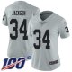 Women's Las Vegas Raiders #34 Bo Jackson SilverStitched NFL Limited Inverted Legend 100th Season Jersey