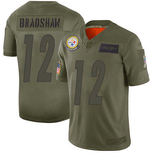 Men's Pittsburgh Steelers #12 Terry Bradshaw Camo Stitched NFL Limited 2019 Salute To Service Jersey