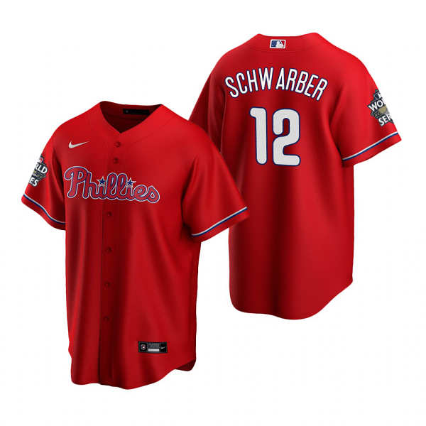 Men's Philadelphia Phillies Kyle Schwarber Red 2022 World Series Cool Base Jersey