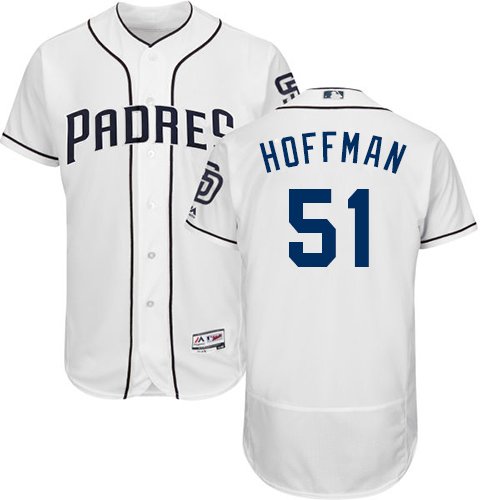 Men's San Diego Padres #51 Trevor Hoffman White Majestic MLB Home Flex Base Jersey