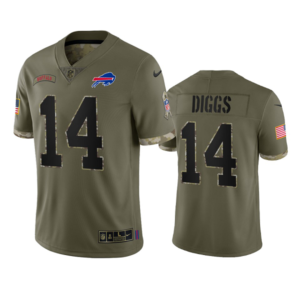 Buffalo Bills Stefon Diggs Olive 2022 Salute To Service Limited Jersey #14