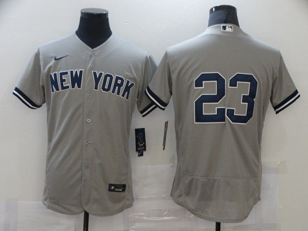 Men's New York Yankees #23 Don Mattingly Grey No Name Stitched MLB Flex Base Nike Jersey