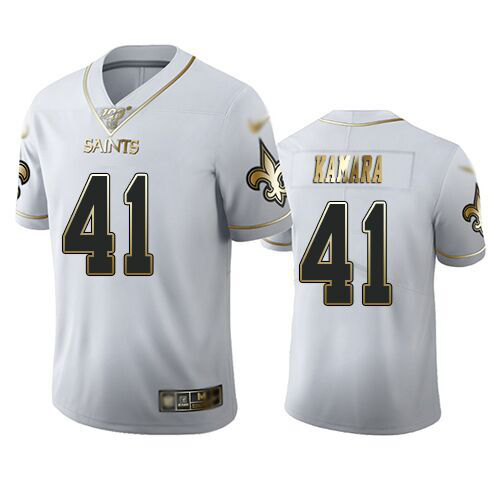 New Orleans Saints #41 Alvin Kamara White Men's Stitched NFL Limited Golden Edition Jersey