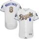 Kansas City Royals #8 Mike Moustakas White 2015 World Series Champions Gold Program FlexBase Stitched MLB Jersey