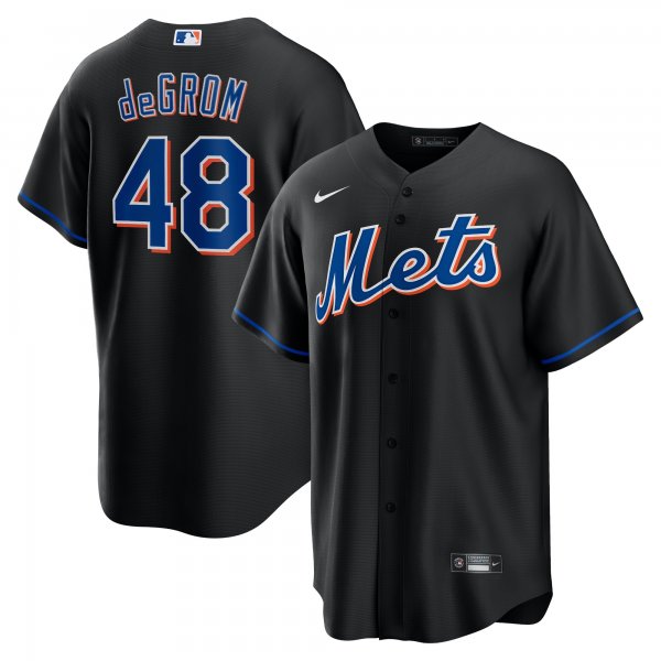 Men's New York Mets Jacob deGrom Nike Black 2022 Alternate Replica Player Jersey