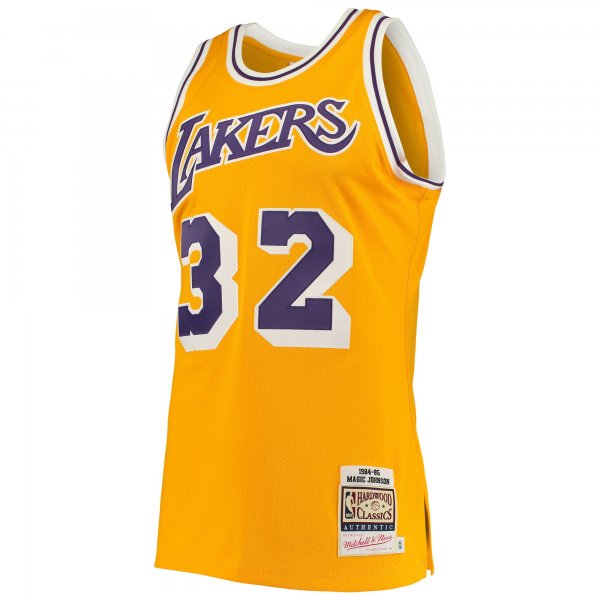 Men's Los Angeles Lakers Magic Johnson Mitchell & Ness Gold 1984/85 Hardwood Classics Jersey