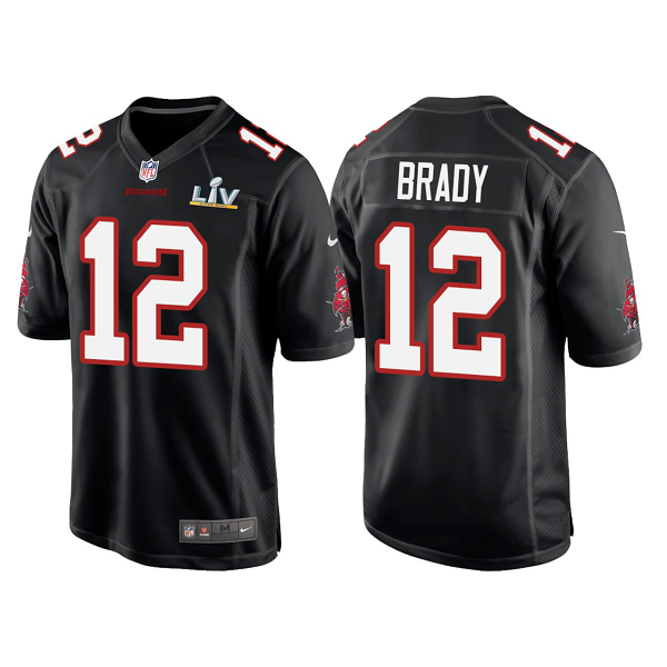 Buccaneers #12 Tom Brady Black Super Bowl LV Game Fashion Men's Jersey