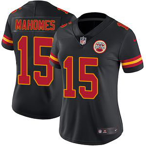 Nike Kansas City Chiefs #15 Patrick Mahomes Black Women's Stitched NFL Limited Rush Jersey