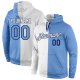 Men's Custom Stitched White Light Blue-Navy Split Fashion Sports Pullover Sweatshirt Hoodie