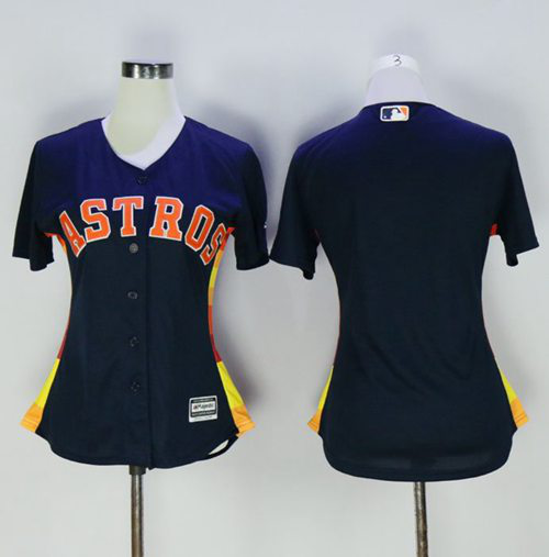 Houston Astros Blank Navy Blue Women's Alternate Stitched MLB Jersey