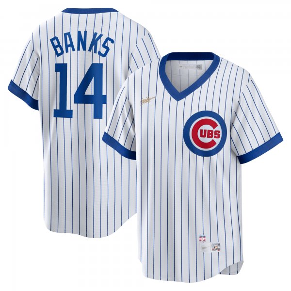 Men's Chicago Cubs Ernie Banks Nike White Home Cooperstown Collection Player Jersey