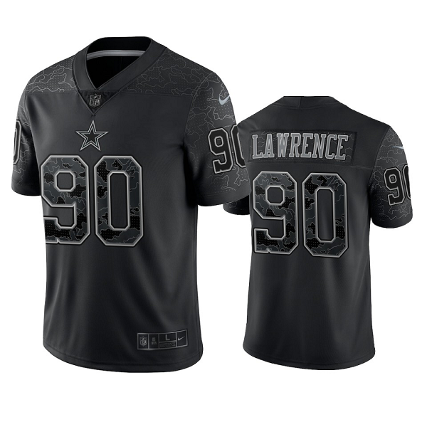 Dallas Cowboys Demarcus Lawrence Black Reflective Limited Jersey #90