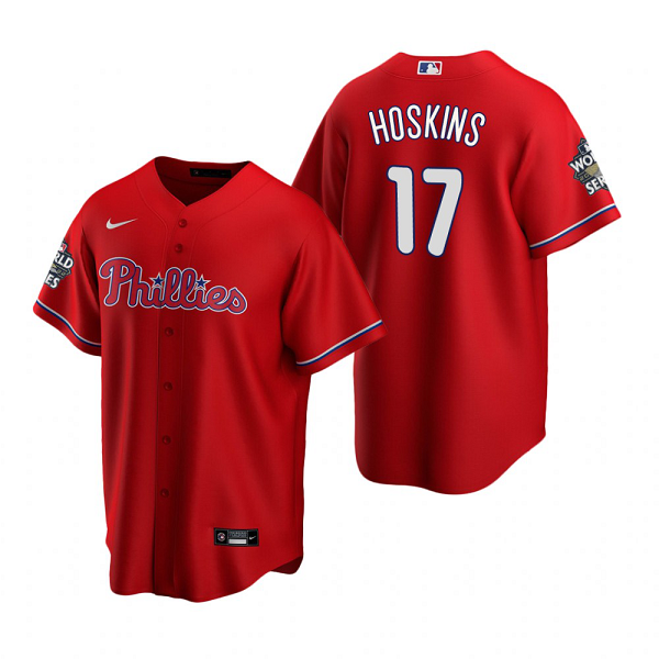 Men's Philadelphia Phillies Rhys Hoskins Red 2022 World Series Cool Base Jersey