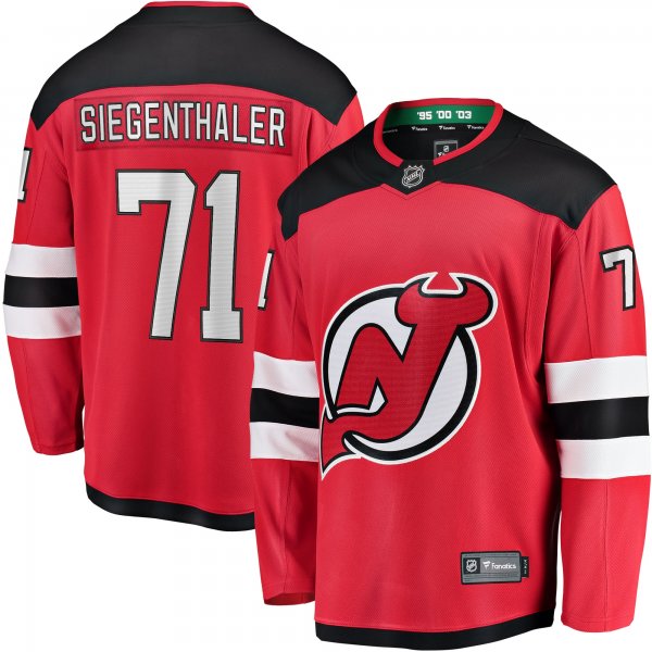 Men's New Jersey Devils Jonas Siegenthaler Fanatics Red Home Breakaway Player Jersey