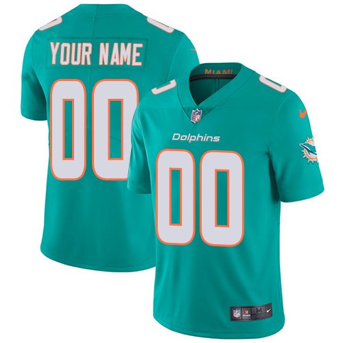 Youth Nike Miami Dolphins Customized Aqua Green Team Color Vapor Untouchable Custom Limited NFL Jersey