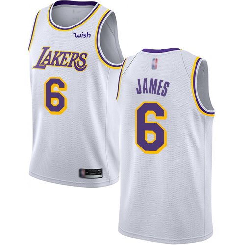 Los Angeles Lakers #6 LeBron James White Youth NBA Swingman Association Edition Jersey