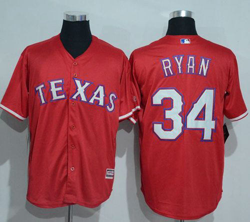 Texas Rangers #34 Nolan Ryan Red New Cool Base Stitched MLB Jersey