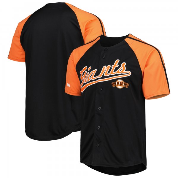 Men's San Francisco Giants Stitches Black Button-Down Raglan Fashion Jersey