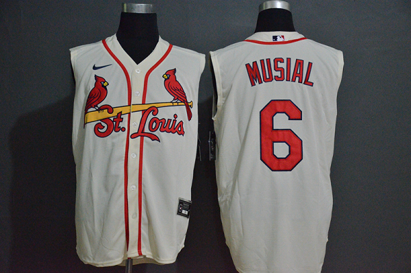 Men's St. Louis Cardinals #6 Stan Musial Cream 2020 Cool and Refreshing Sleeveless Fan Stitched MLB Nike Jersey