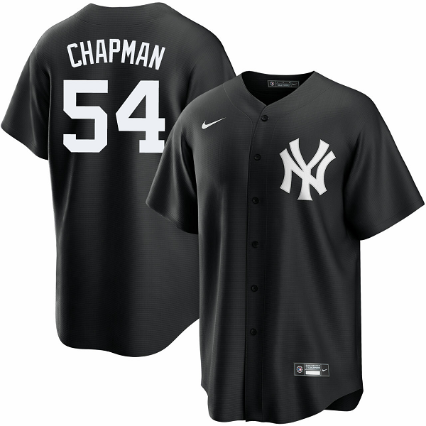 Men's New York Yankees #54 Aroldis Chapman Black Nike Cool Base MLB Jersey