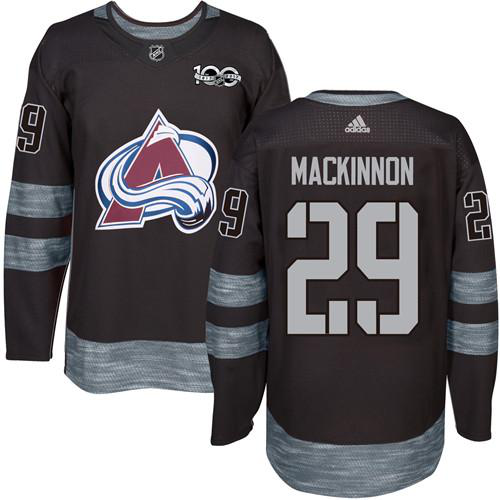 Adidas Colorado Avalanche #29 Nathan MacKinnon Black 1917-2017 100th Anniversary Stitched NHL Jersey