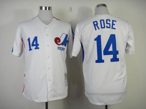 Mitchell And Ness Montreal Expos #14 Pete Rose White Throwback Stitched MLB Jersey