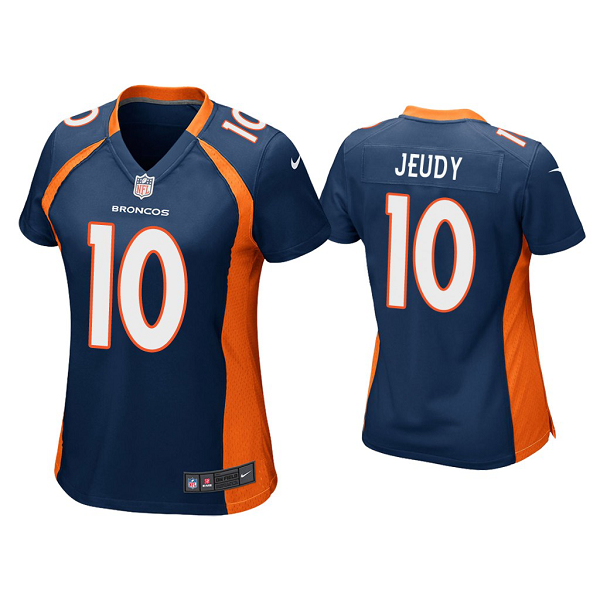 Women's #10 Jerry Jeudy Denver Broncos Navy 2020 NFL Draft Game Jersey