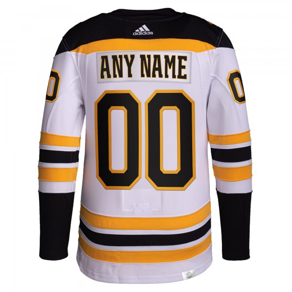 Men's Boston Bruins  adidas White Away  Primegreen Custom Jersey