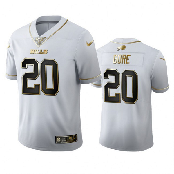 Buffalo Bills #20 Frank Gore Men's Nike White Golden Edition Vapor Limited NFL 100 Jersey