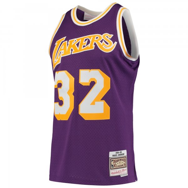 Men's Los Angeles Lakers Magic Johnson Mitchell & Ness Purple 1984/85 Hardwood Classics Swingman Jersey