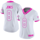 New York Giants #8 Daniel Jones White/Pink Women's Stitched NFL Limited Rush Fashion Jersey