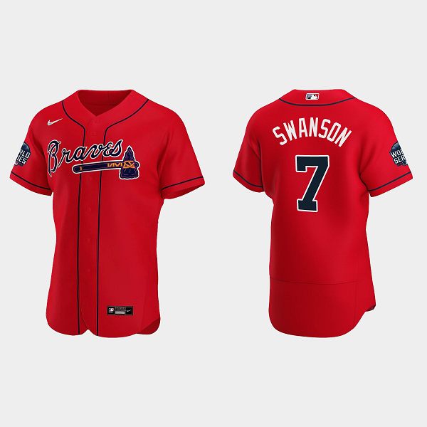 Dansby Swanson Atlanta Braves 2021 World Series MLB Flexbase Jersey - Red