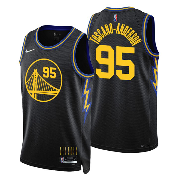 Golden State Warriors #95 Juan Toscano-Anderson 2021-22 City Edition Black celebrateing NBA 75th Jersey