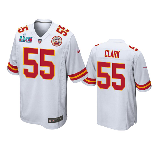 Men's Kansas City Chiefs #55 Frank Clark White Super Bowl LVII Limited Jersey