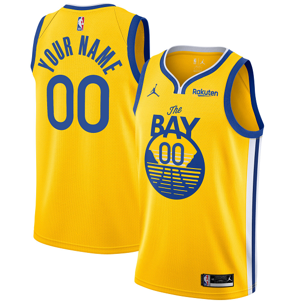 Men's Gold Golden State Warriors #00 Custom Jordan Brand Swingman Statement Edition NBA Jersey