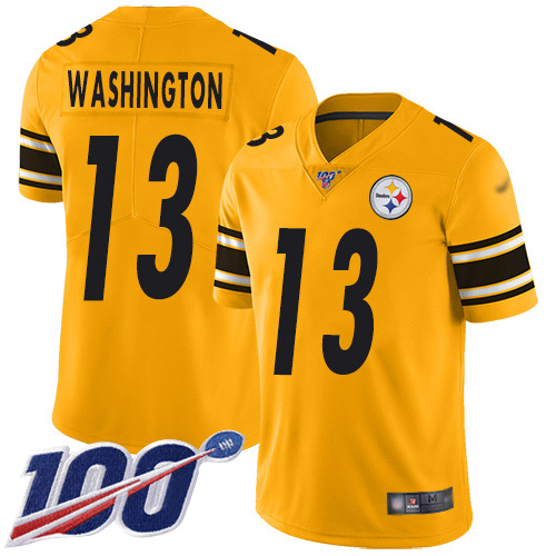 Men's Pittsburgh Steelers #13 James Washington Gold Stitched NFL Limited Inverted Legend 100th Season Jersey