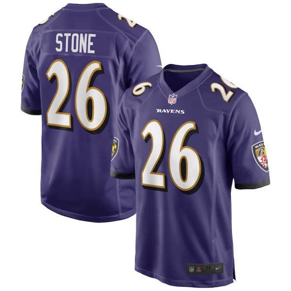 Men's Nike #26 Geno Stone Purple Baltimore Ravens Limited Jersey