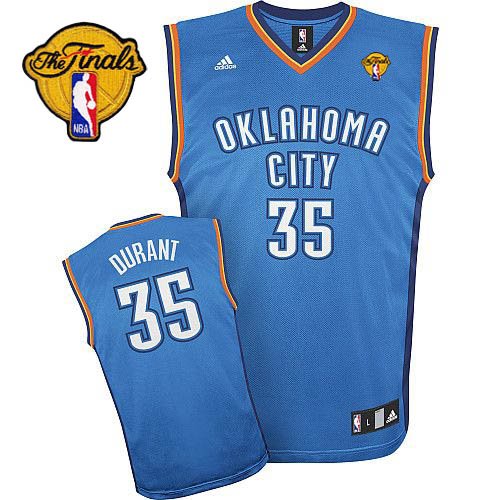 Men's Oklahoma City Thunder #35 Kevin Durant Blue Finals Patch Stitched NBA Jersey